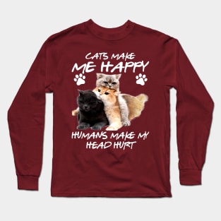 Cats Make Me Happy Long Sleeve T-Shirt